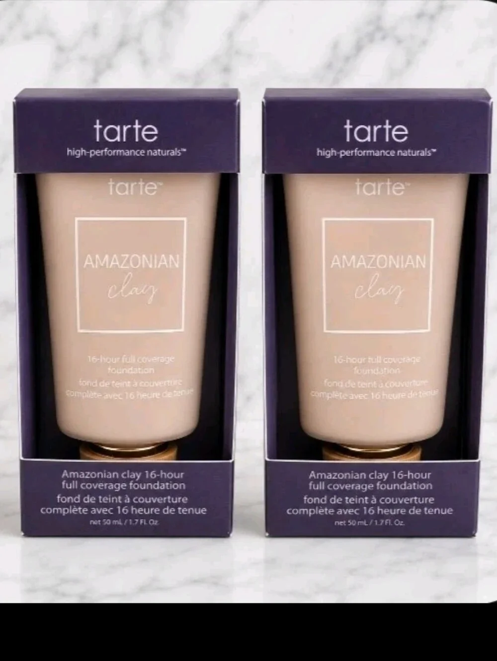 2x Tarte 22G LIGHT GOLDEN Amazonian Clay 16HR Hour Full Cover Foundation 1.7 oz